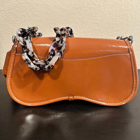 Wavy Dinky Bag In Crinkle Patent Coachtopia Leather in Amber w/ Silver Hardware - Picture 2 of 7